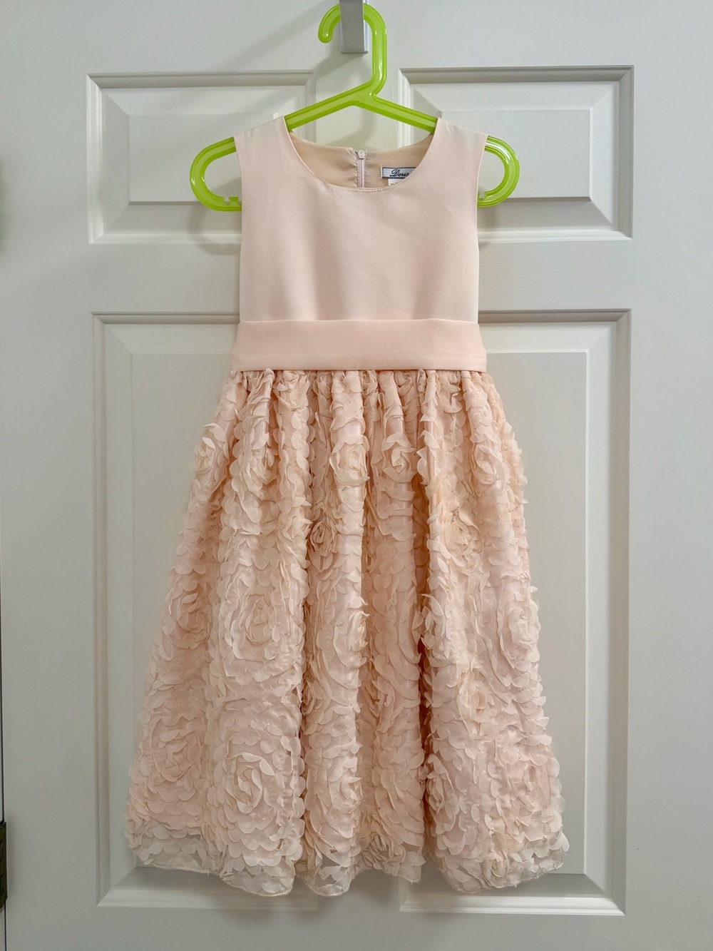 Dorissa Girls Peach/Blush Pink 3D Rosette Special Occasion Dress - Size 6X